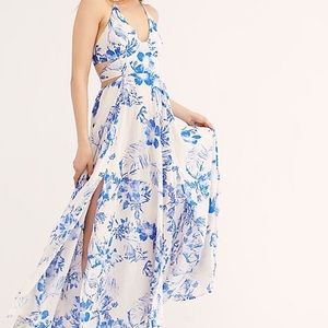 Free People Lillie Blue and White Dress